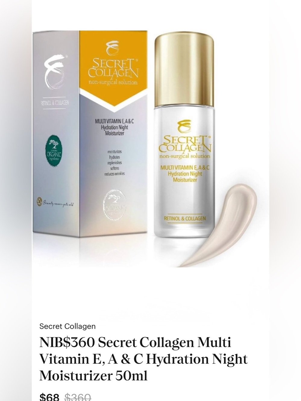 Multi-Vitamin E, A & C Hydration Night Moisturizer - White/Gold